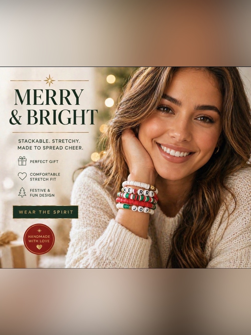 Christmas Beaded Bangle Bracelet Set